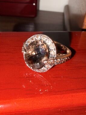 Vintage Effy Smoky Quartz Rose Gold and Chocolate Diamond Ring Size 7